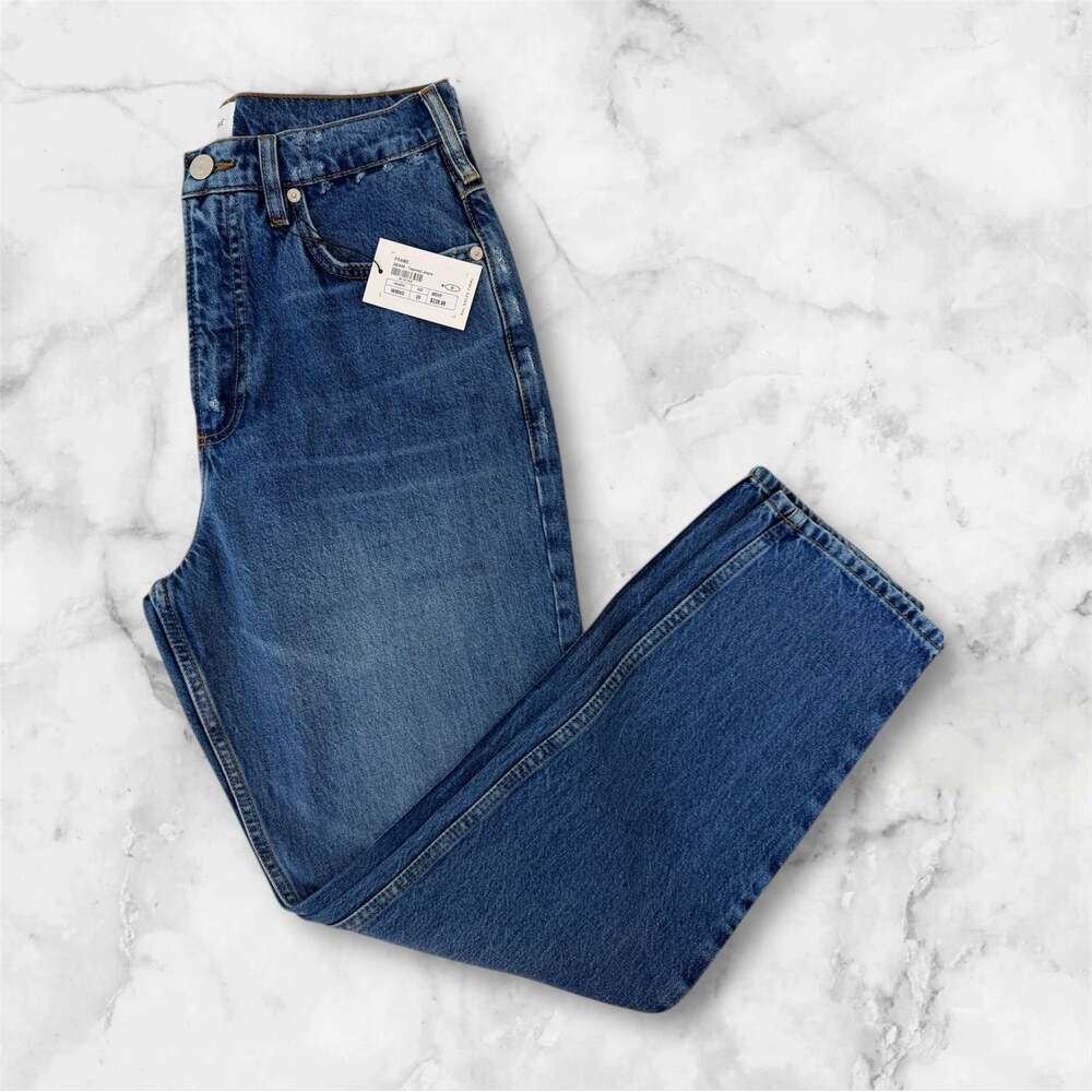FRAME Le Sleek Straight Jeans Size 29 Medium Wash High Rise Designer Denim